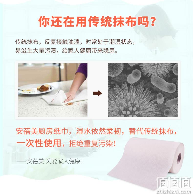 轻松去油不脏手：安蓓美 双层加厚厨房专用纸 75节x8卷 券后19.9元包邮 值值值-买手聚集的地方