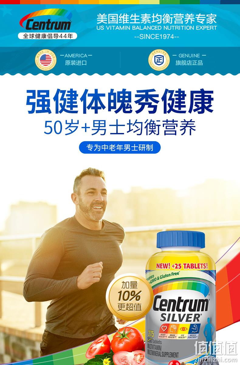 加拿大进口，加量10%，30种营养：275粒 Centrum善存 中老年男士银片复合维生素 双重优惠后81元直邮到手 值值值-买手聚集的地方