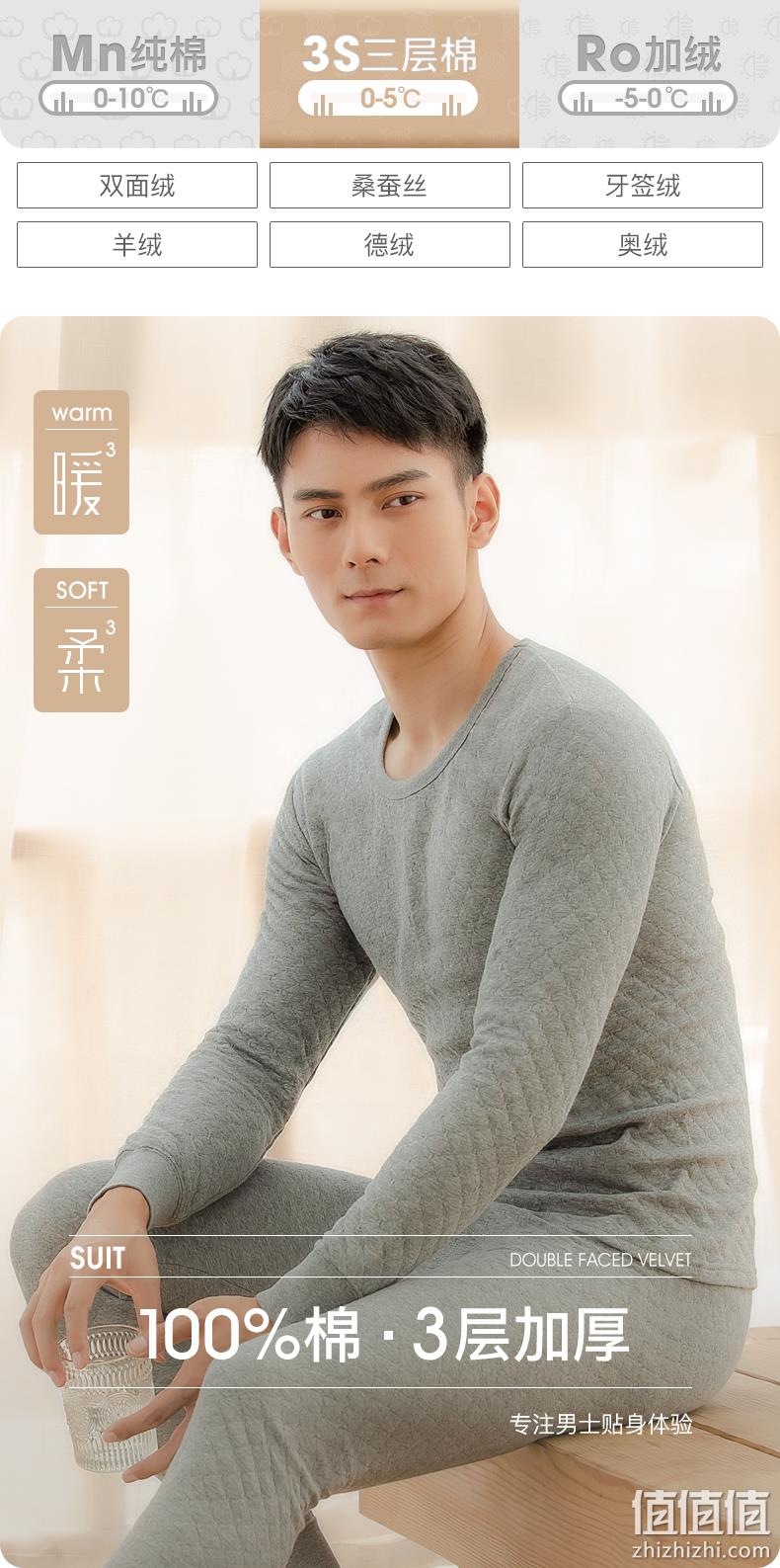 100%棉+3层加厚：中华老字号 GUJIN 古今 男士三层加厚保暖内衣套装 59元包邮 值值值-买手聚集的地方