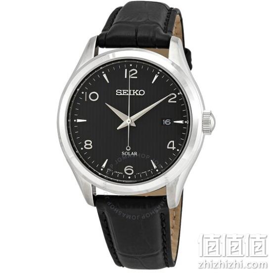 Seiko 精工 Black Dial Leather Watch男士手表 69.99美元约￥468.5 值值值-买手聚集的地方