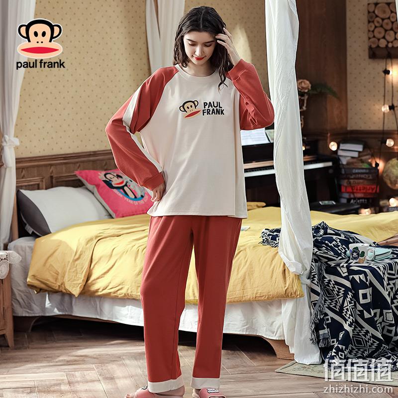 商场同款，100%纯棉：花之棉 大嘴猴 男女 情侣款长袖家居服套装 券后69元包邮 值值值-买手聚集的地方