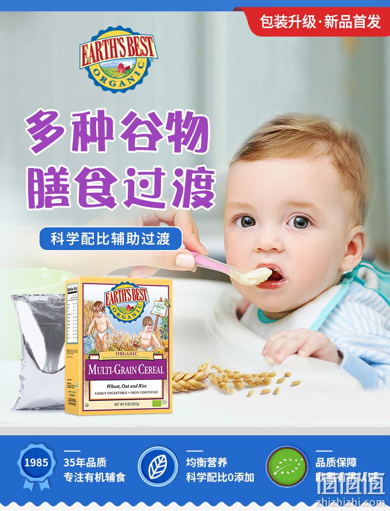 EARTH'S BEST 世界最好 儿有机高铁谷物米粉糊 227gx2件 88会员54.44元包邮（合27.28元/件） 值值值-买手聚集的地方