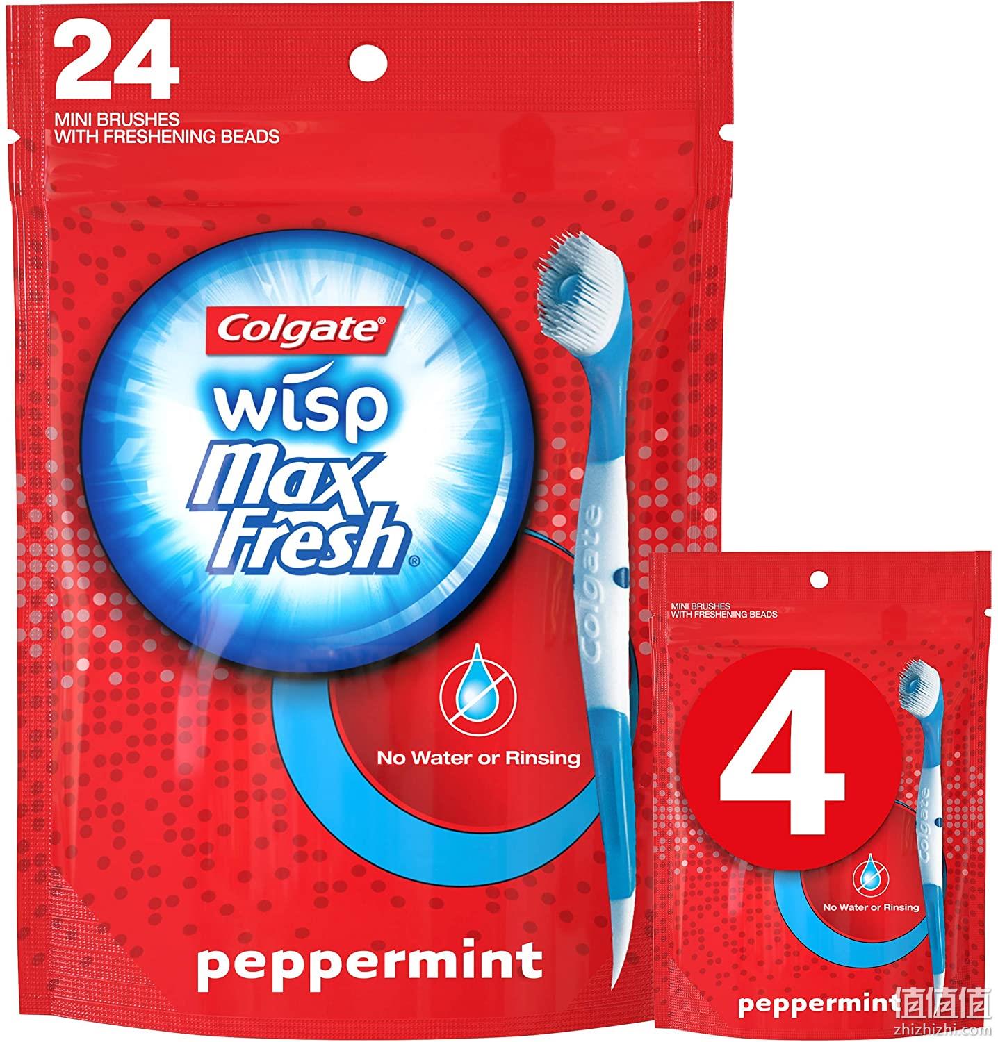4倍差价，出差神器，无需水可吞咽：24支x4袋 Colgate高露洁 wisp 迷你爆珠2合1牙刷 Prime直邮到手164元，凑单折后157元（天猫4支就需29.9元） 值值值-买手聚集的地方