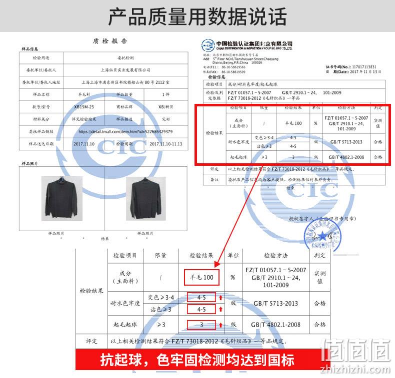 100%精纺纯羊毛，抗起球工艺：新贝 男士 高领针织衫 券后99元包邮 值值值-买手聚集的地方
