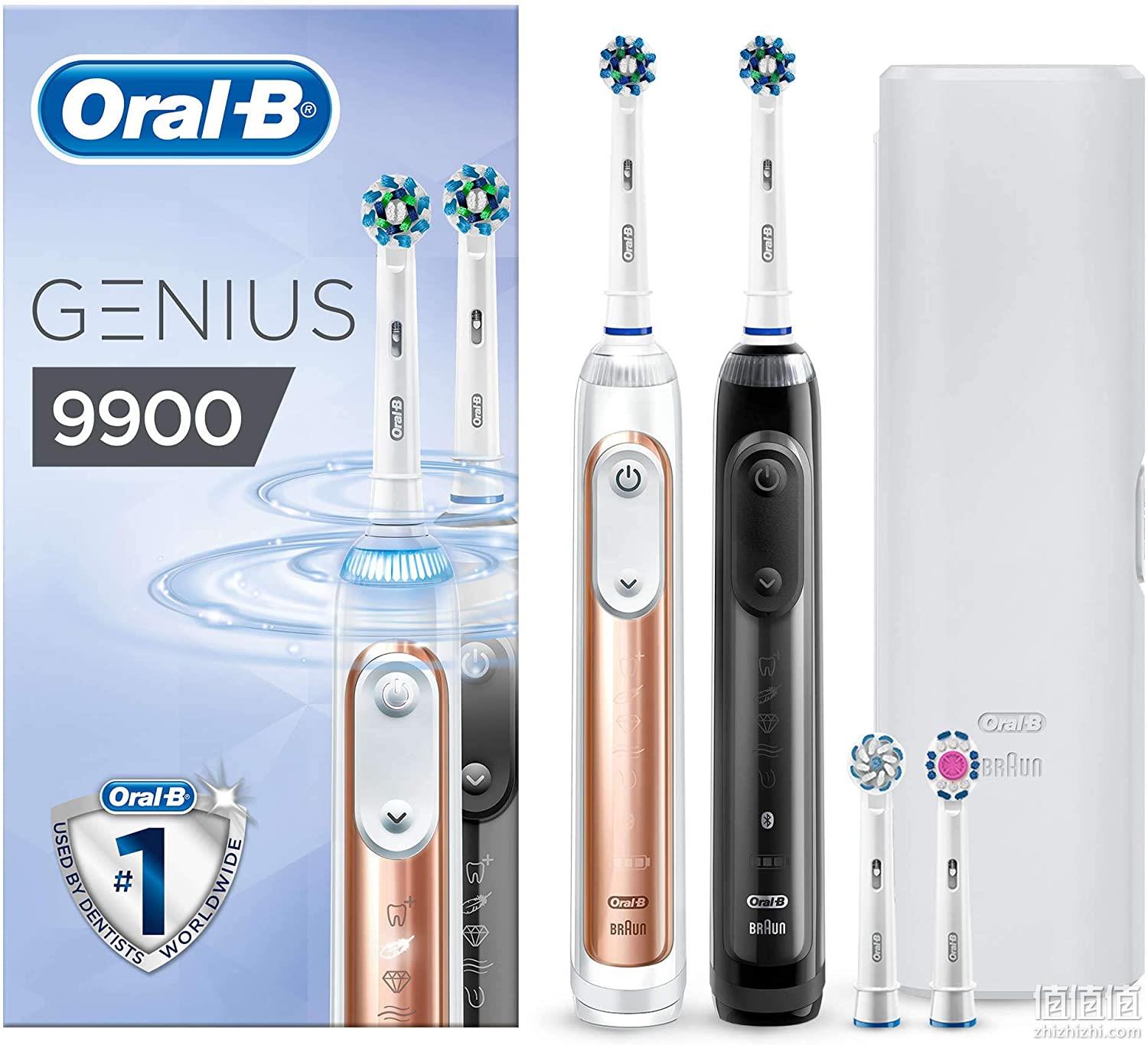 值哭！顶级旗舰，3D专业清洁，APP智能交互：Oral-B欧乐B Genius 9900电动牙刷套装 牙刷x2+刷头x4+手机架+旅行盒 Prime直邮到手927元（天猫1999元） 值值值-买手聚集的地方