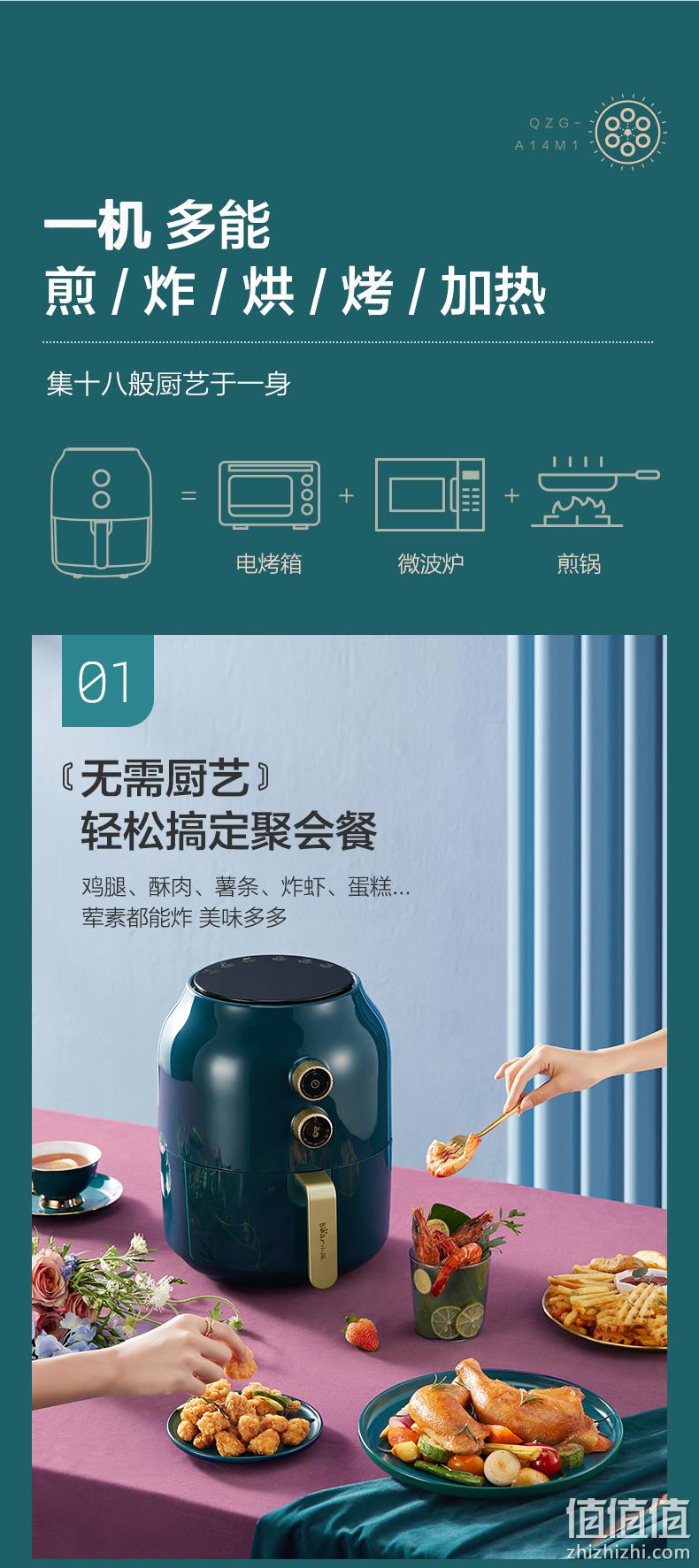 小降10元，轻享低脂，取锅断电多保险：3.6L 小熊 全自动多功能空气炸锅 券后189元包邮（之前推荐199元） 值值值-买手聚集的地方