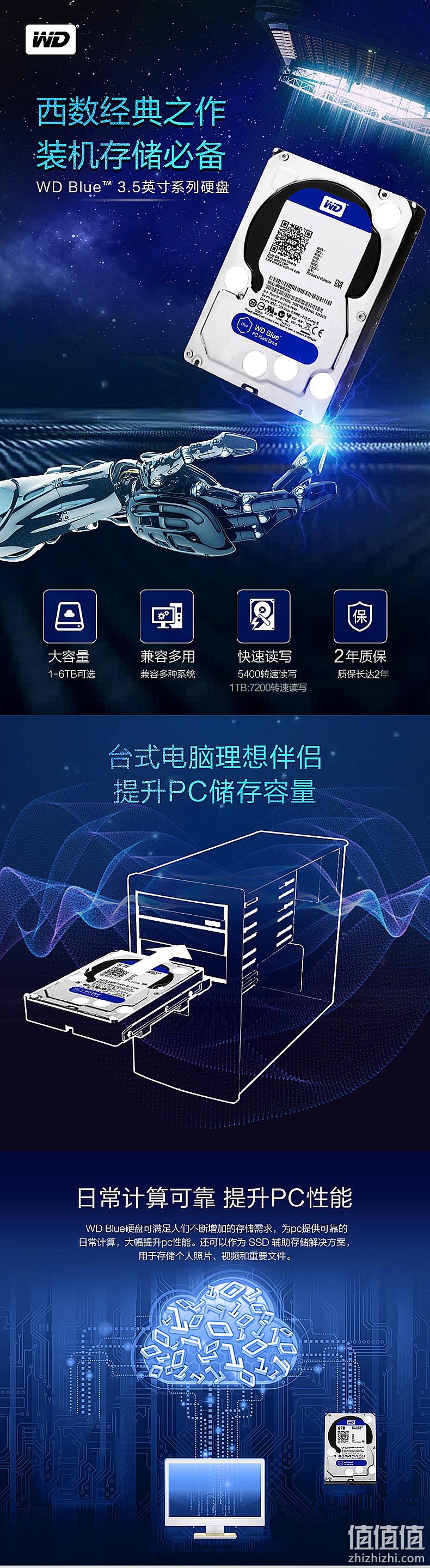 Western Digital 西部数据 蓝盘 WD60EZAZ 台式机械硬盘6T 711.09元包邮（天猫999元） 值值值-买手聚集的地方