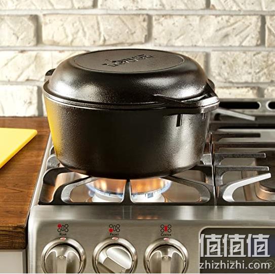 盖子可当锅！Prime会员， Lodge洛奇 L8DD3 铸铁双耳炖锅 5夸脱 直邮到手约328元（京东588元） 值值值-买手聚集的地方