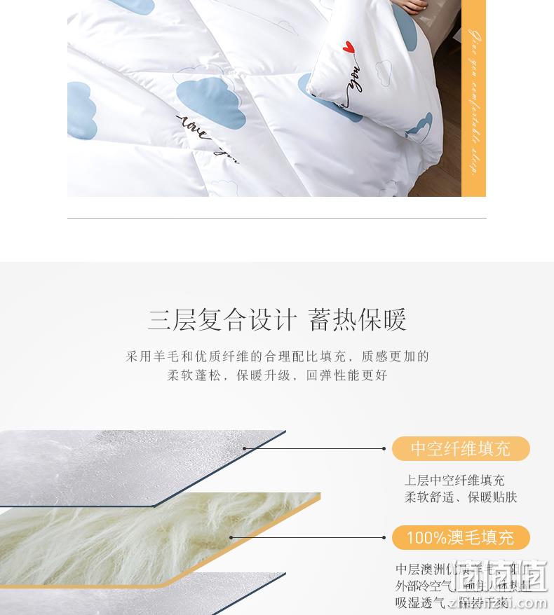 4.9分，上海市著名商标，澳洲进口羊毛，抗菌防螨：小绵羊 加厚保暖羊毛被子 双重优惠后99元起包邮 值值值-买手聚集的地方