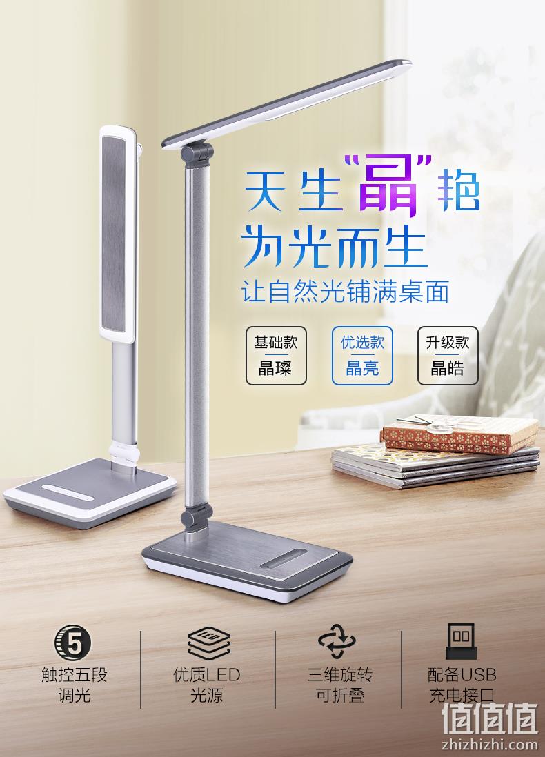 白菜价！5档触控，三维旋转可折叠：PHILIPS飞利浦 晶亮 护眼LED台灯 双重优惠99元包邮 值值值-买手聚集的地方