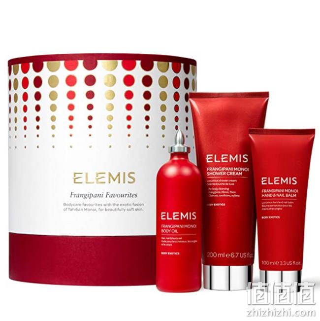价值88欧元！Elemis 艾丽美 大溪地鸡蛋花3件礼盒套装（润肤油100ml+沐浴露200ml+护手霜100ml） 直邮含税到手387元 值值值-买手聚集的地方