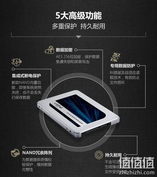 7日0点、镁光颗粒、高速读写：500GB crucial 英睿达 MX500 SATA3固态硬盘 359元包邮 值值值-买手聚集的地方