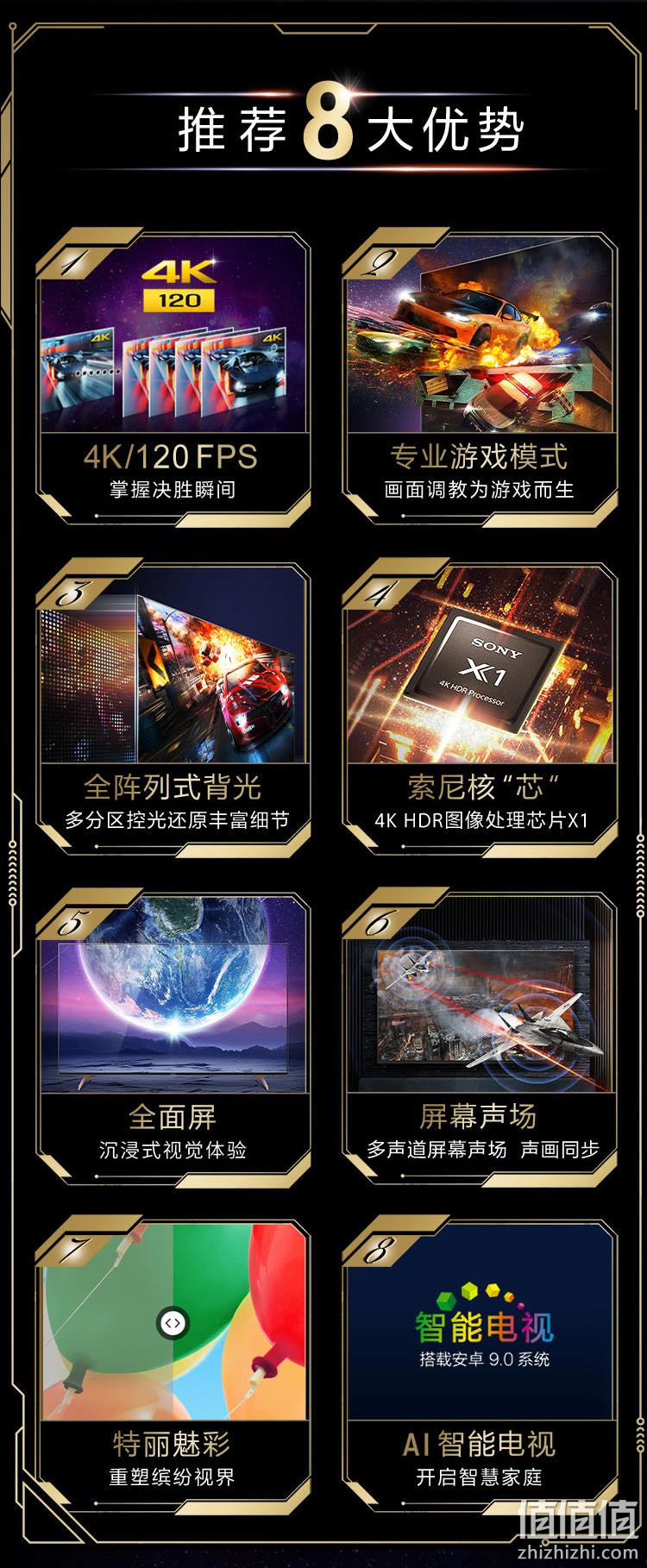 值哭！4K120Hz输入，AI全面屏：SONY索尼 55英寸液晶电视KD-55X9100H 券后4299元包邮、12期免息 值值值-买手聚集的地方