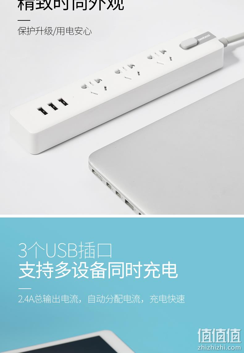 过载自动断电 视贝 Seebest 3孔+3USB多功能智能插座 券后29元包邮 值值值-买手聚集的地方