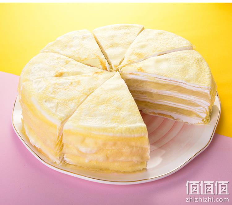 含200g榴莲果肉：500g 榴芒一刻 新鲜榴莲千层蛋糕 6寸 89.9元包邮 值值值-买手聚集的地方