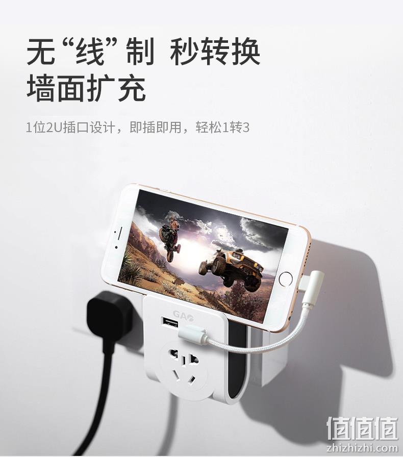 可当手机支架、2USB接口：吉屋轻智 多功能usb转换插头 29元包邮 值值值-买手聚集的地方