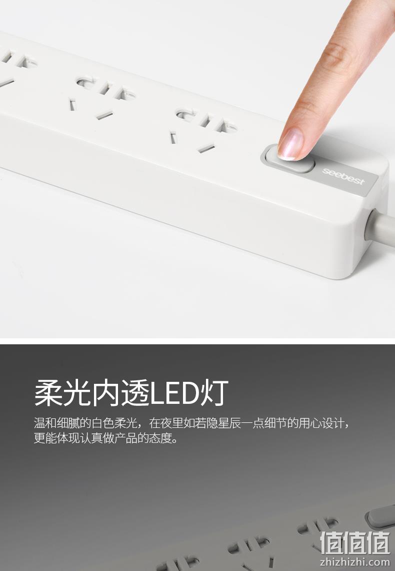 过载自动断电 视贝 Seebest 3孔+3USB多功能智能插座 券后29元包邮 值值值-买手聚集的地方