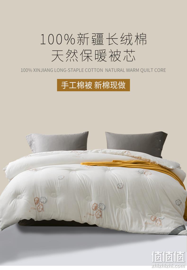 京东自有品牌，100%新疆棉花：6斤 佳佰 冬季印花双人棉被被芯 200x230cm 券后139元包邮 值值值-买手聚集的地方