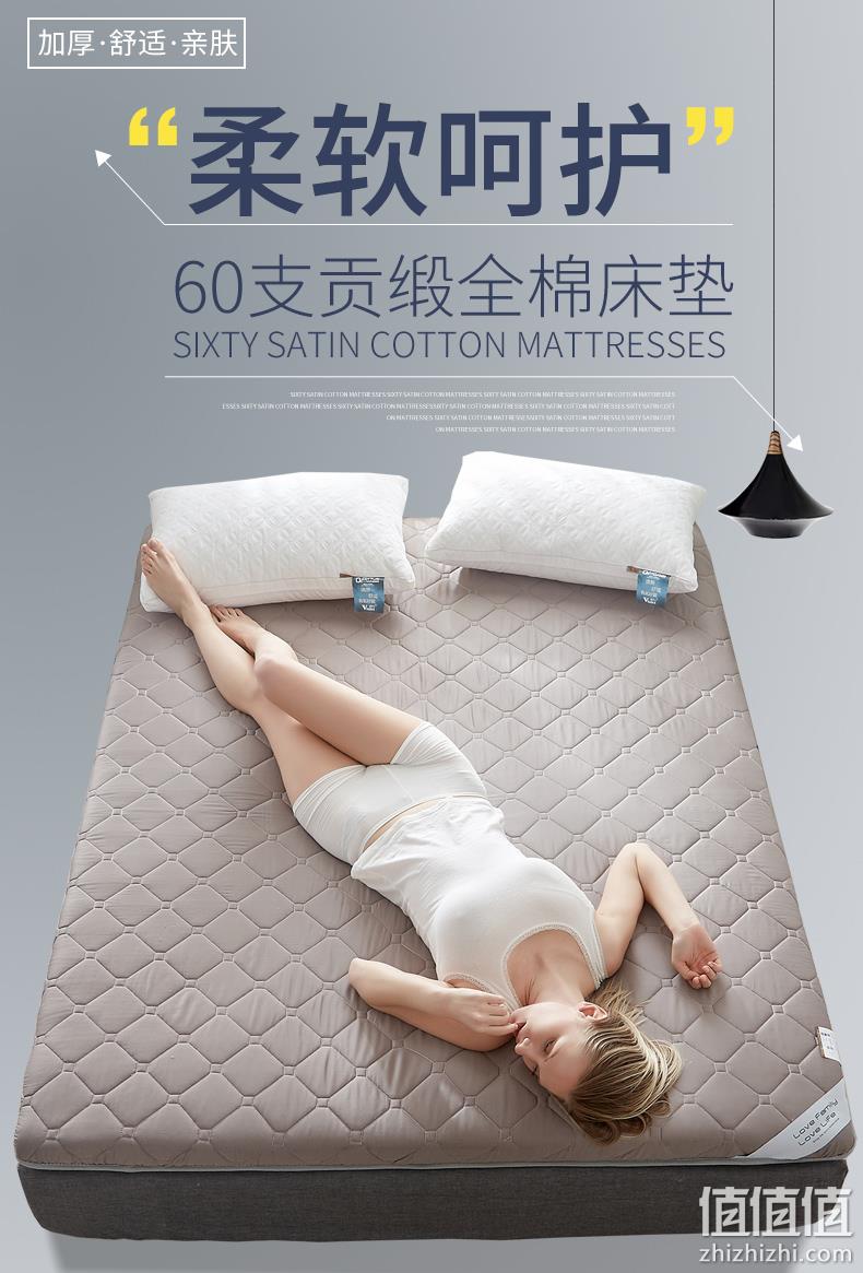 60S全棉贡缎奢华享受，美国进口高弹纤维：紫罗兰 加厚软床垫 券后99元起包邮 值值值-买手聚集的地方