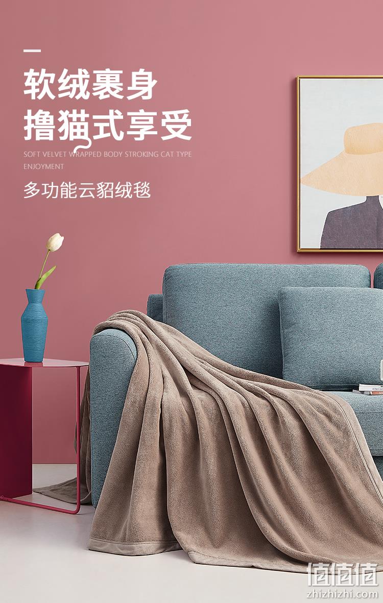 A类标准，加厚云貂绒，可机洗：DAPU大朴 双面云貂绒毛毯 150x200cm 券后84元起包邮 值值值-买手聚集的地方