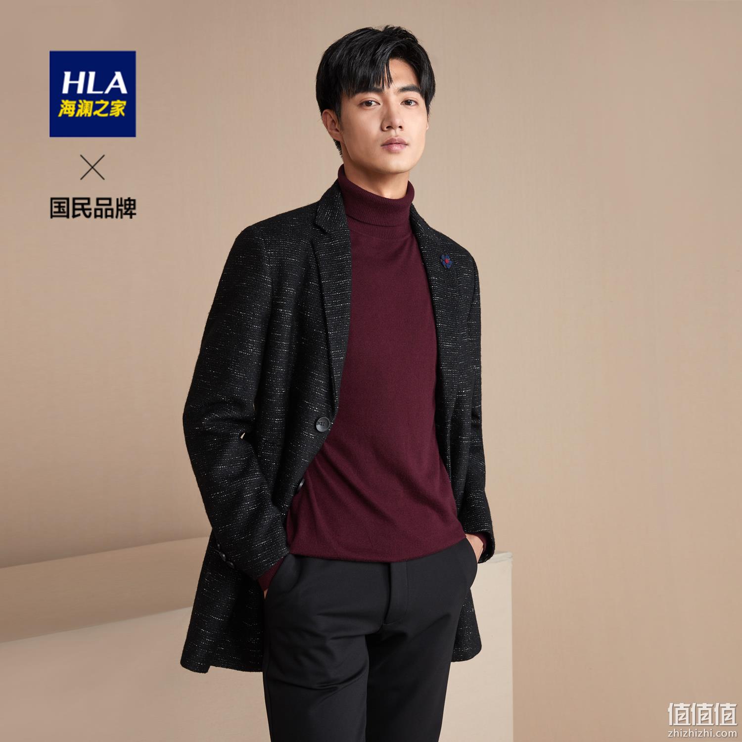 含17%羊毛，HLA 海澜之家 西装领针织大衣 179元包邮（吊牌价498元） 值值值-买手聚集的地方