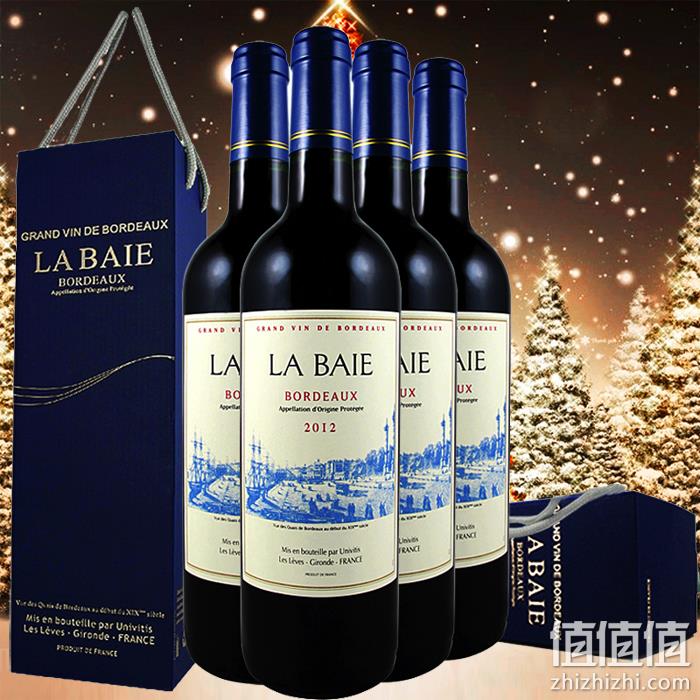 法国原瓶进口 LA BAIE 波尔多 海湾 2012年份 AOP级红葡萄酒 750mlx4只礼盒装 新低199元包邮 值值值-买手聚集的地方
