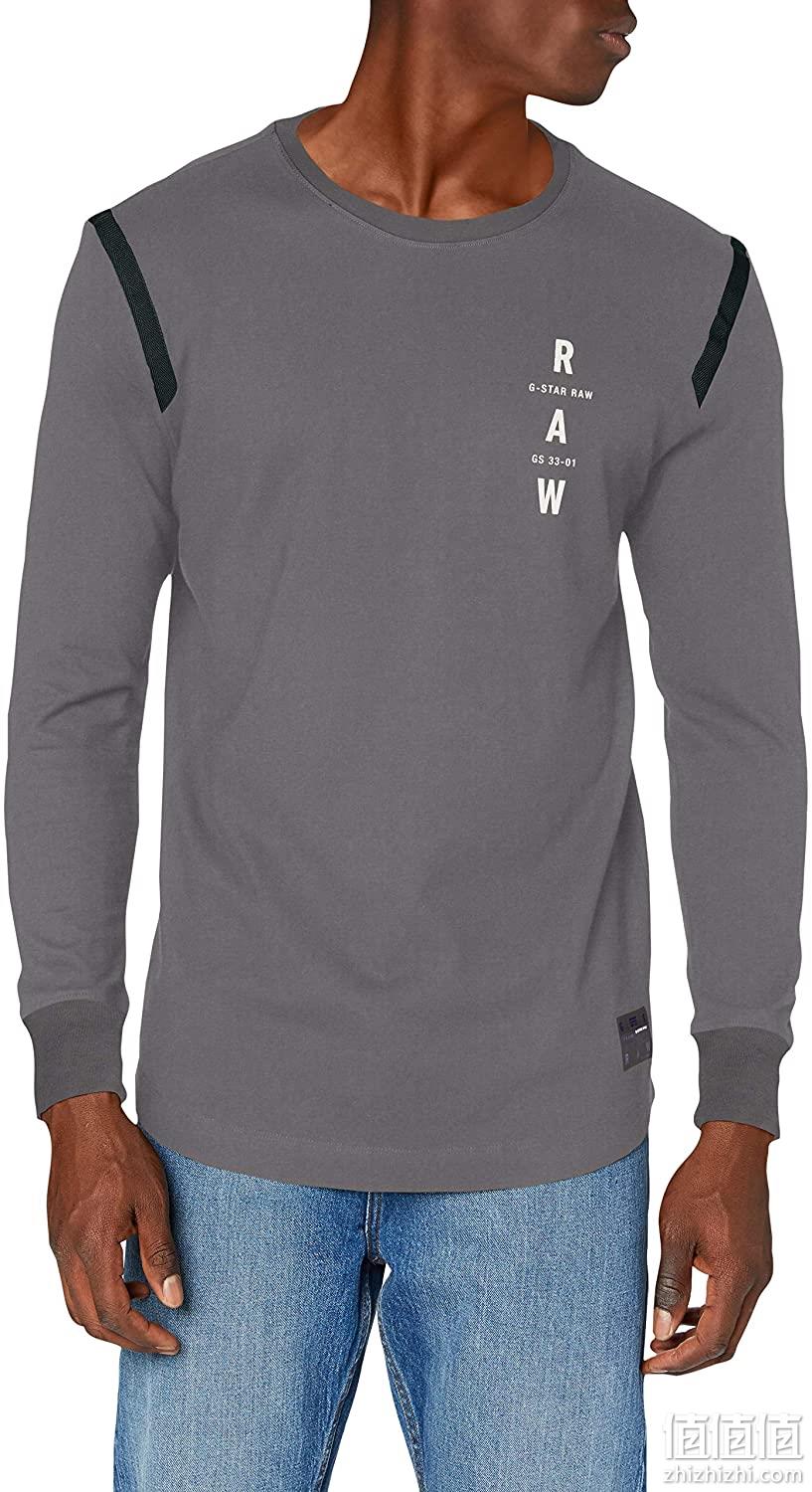 100%有机纯棉：G-STAR RAW 男士Logo Lash背后印花款 长袖T恤 Prime直邮到手168元 值值值-买手聚集的地方
