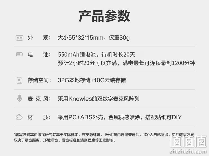 实时转写多语种，准确率98%+！科大讯飞 A1 智能录音笔 32G本地+10G云存储 双重优惠299元包邮 值值值-买手聚集的地方