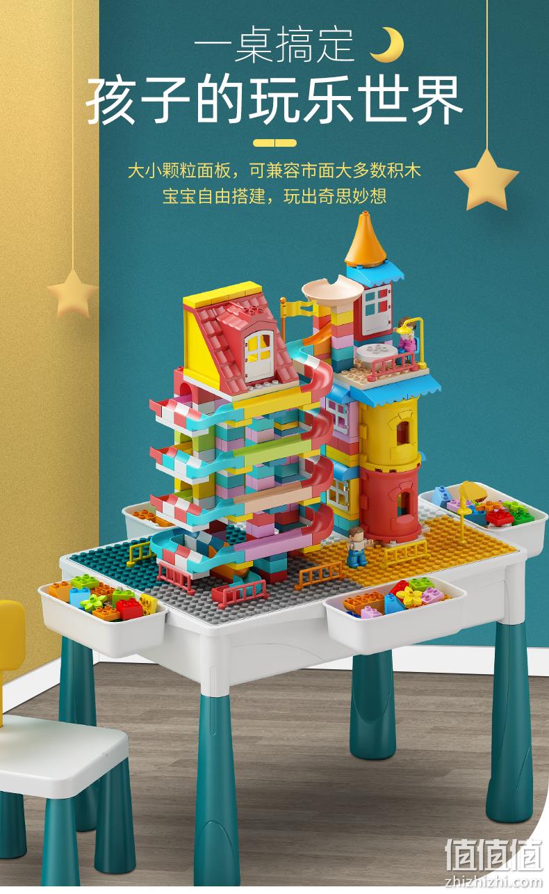 央视少儿频道合作品牌，HearthSong哈尚 儿童 多功能积木桌 券后68元包邮 值值值-买手聚集的地方