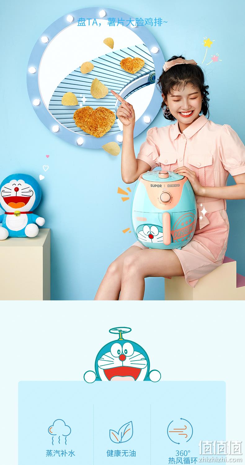 哆啦A梦联名款，无油炸整鸡：3.5L 苏泊尔 多功能空气炸锅KJ35D813P 239元包邮，花呗3期免息 值值值-买手聚集的地方