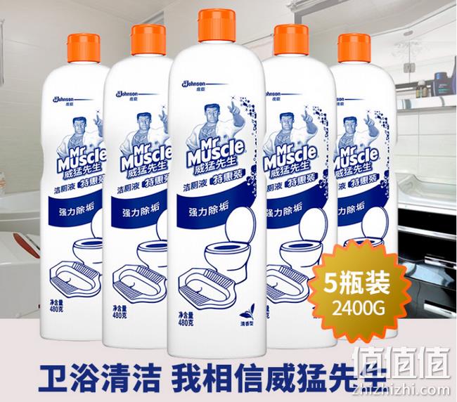白菜价：Mr Muscle 威猛先生 洁厕液 480gx5瓶装 券后15.9元包邮（超市12元/瓶） 值值值-买手聚集的地方