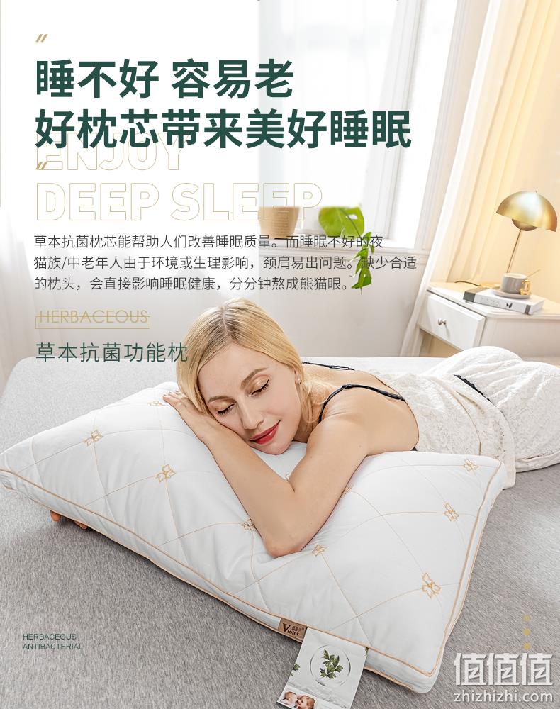 全棉亲肤+草本抗菌，3D持久支撑助眠：1对 紫罗兰 抗菌定型助眠枕 券后39元起包邮 值值值-买手聚集的地方