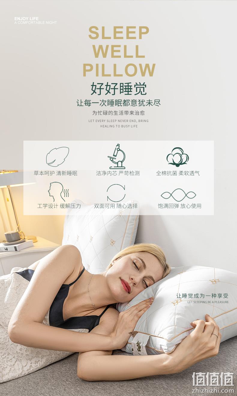 全棉亲肤+草本抗菌，3D持久支撑助眠：1对 紫罗兰 抗菌定型助眠枕 券后39元起包邮 值值值-买手聚集的地方