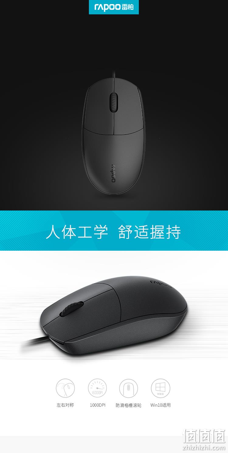 1000dpi寻迹引擎，多表面可用：Rapoo雷柏 N1200S 有线鼠标 9.9元 值值值-买手聚集的地方