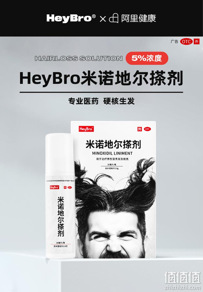 国药准字认证、防脱发生：HEYBRO 米诺地尔搽剂防脱发生发增长液 56ml 58元包邮 值值值-买手聚集的地方