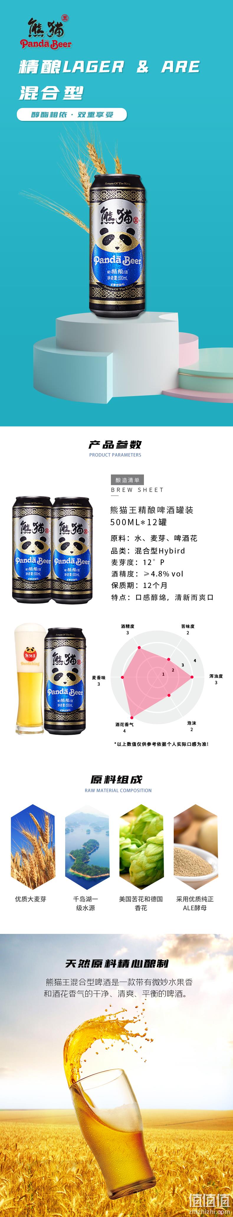 熊猫王 12度 纯麦芽 精酿啤酒 500mlx12听 券后59元包邮 值值值-买手聚集的地方
