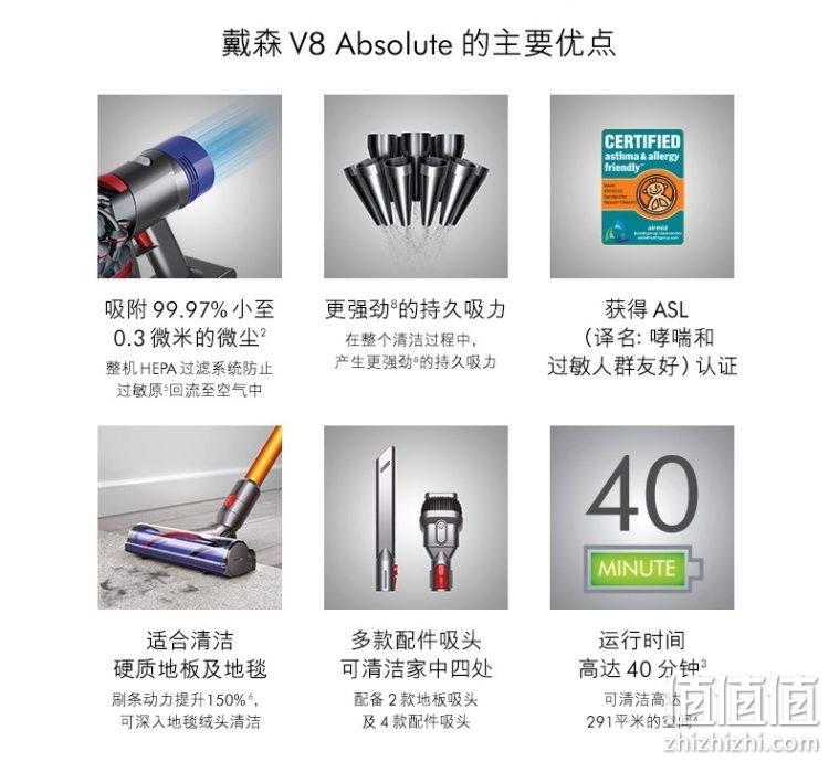 整机过滤，顶配6吸头：Dyson戴森 V8 Absolute 无线吸尘器 2349元直邮到手 值值值-买手聚集的地方