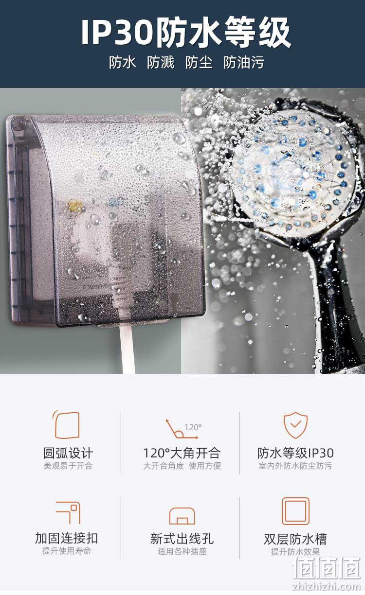 自粘免打孔，浴室安全防水：格盾 86型开关防水盒 2.9元起包邮 值值值-买手聚集的地方