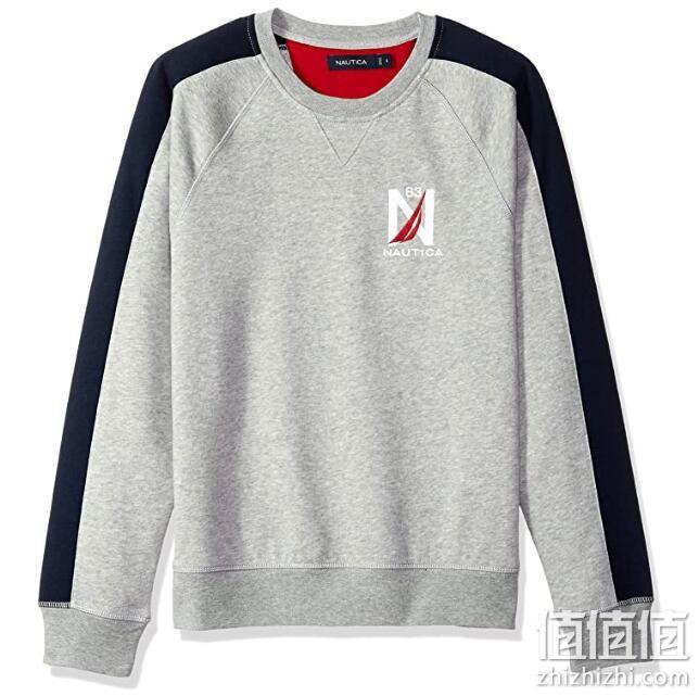 黄金尺码，M码 Nautica诺帝卡 Logo Color Block 男士拼色圆领卫衣 Prime直邮到手256元 值值值-买手聚集的地方