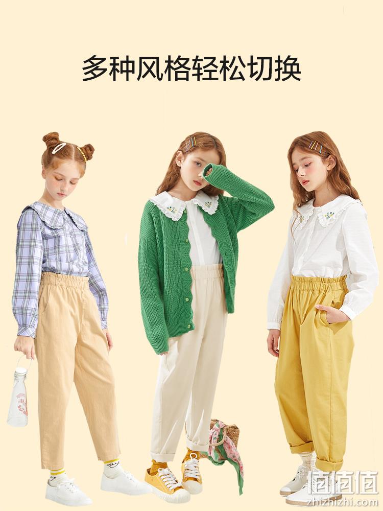 4.9分，巴拉巴拉 女童 2021新款 纯棉宽松休闲运动裤 甜美花苞裤 59.9元包邮 值值值-买手聚集的地方