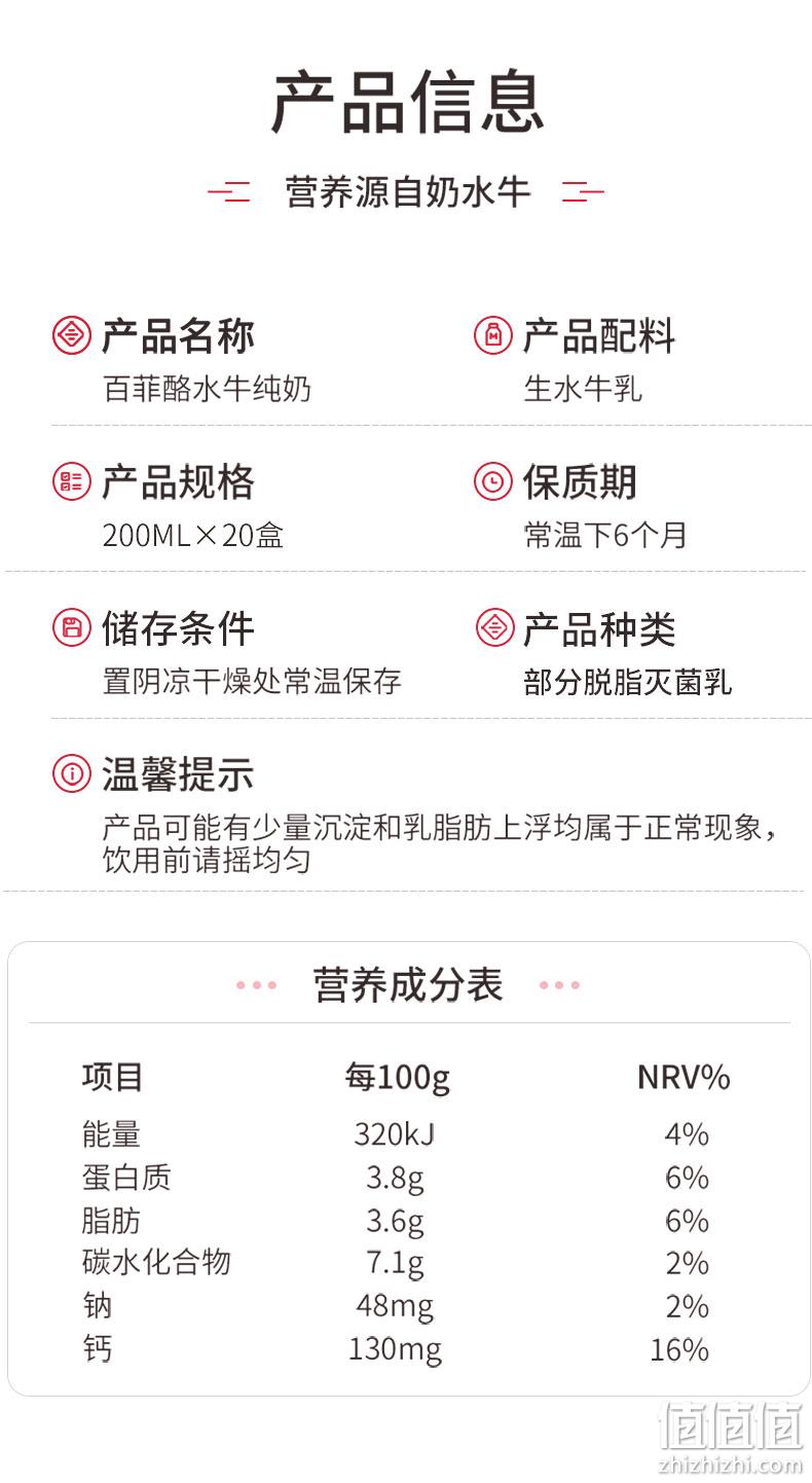 奶中珍品 3.8g乳蛋白 0添加 200mlx20盒 百菲酪 水牛纯奶 券后89.8元包邮 值值值-买手聚集的地方