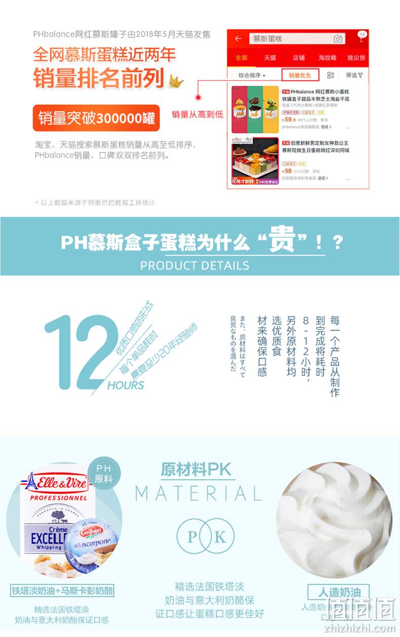 足料过称，进口奶油+奶酪：110gx2个 PHbalance 网红盒子千层蛋糕 29.9元包邮顺丰 值值值-买手聚集的地方