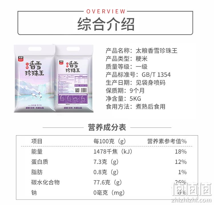 太粮 香雪珍珠王 苏北粳米 10斤 券后27.9元包邮 值值值-买手聚集的地方