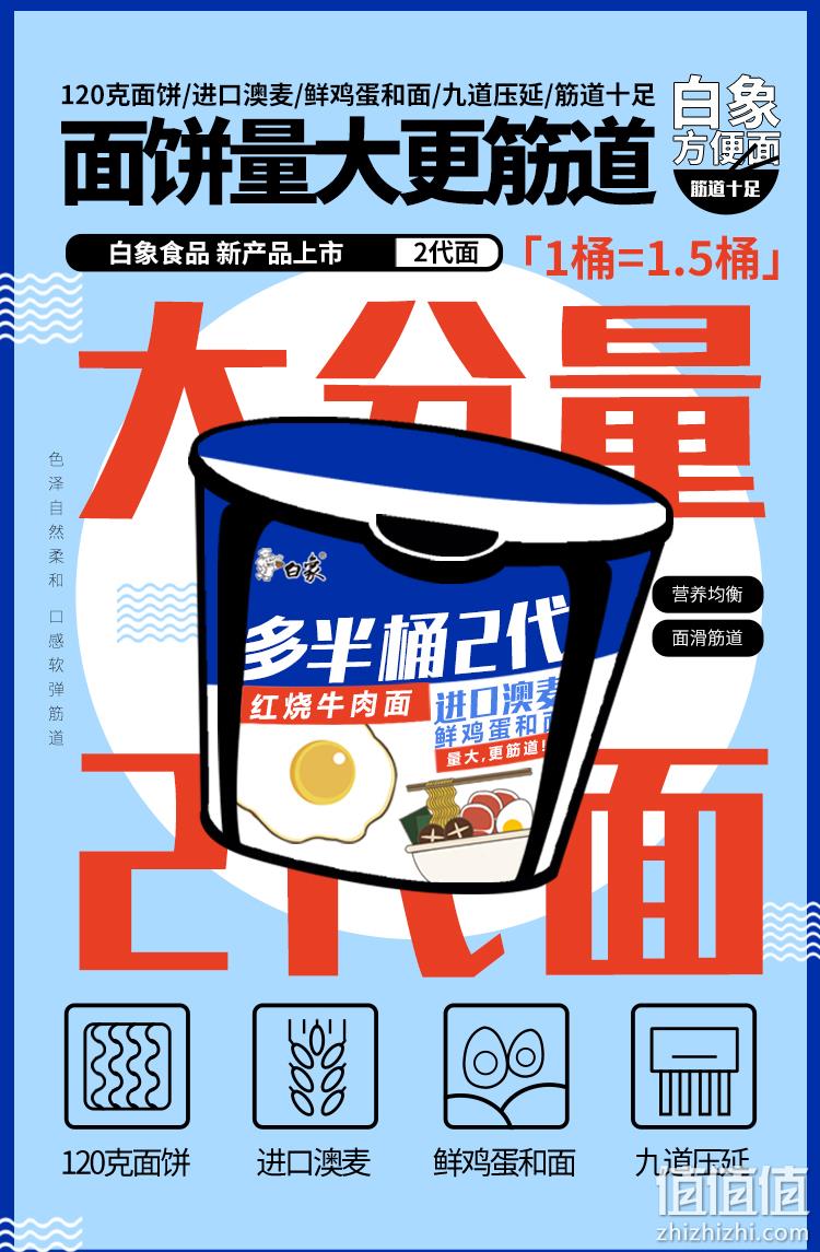 白象 新版多半桶多口味方便面 6桶 19.9元包邮 值值值-买手聚集的地方