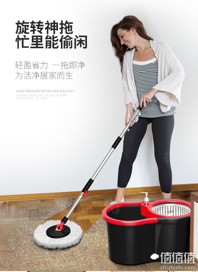4.9分，懒人拖地神器：星族 手压旋转拖把+洗涤脱水桶套装 券后19.9元起包邮 值值值-买手聚集的地方