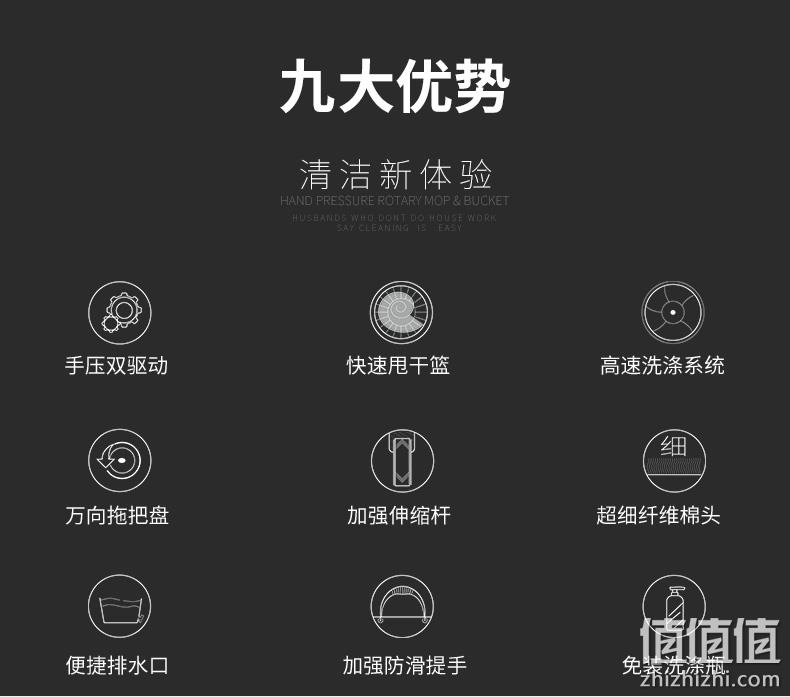 4.9分，懒人拖地神器：星族 手压旋转拖把+洗涤脱水桶套装 券后19.9元起包邮 值值值-买手聚集的地方