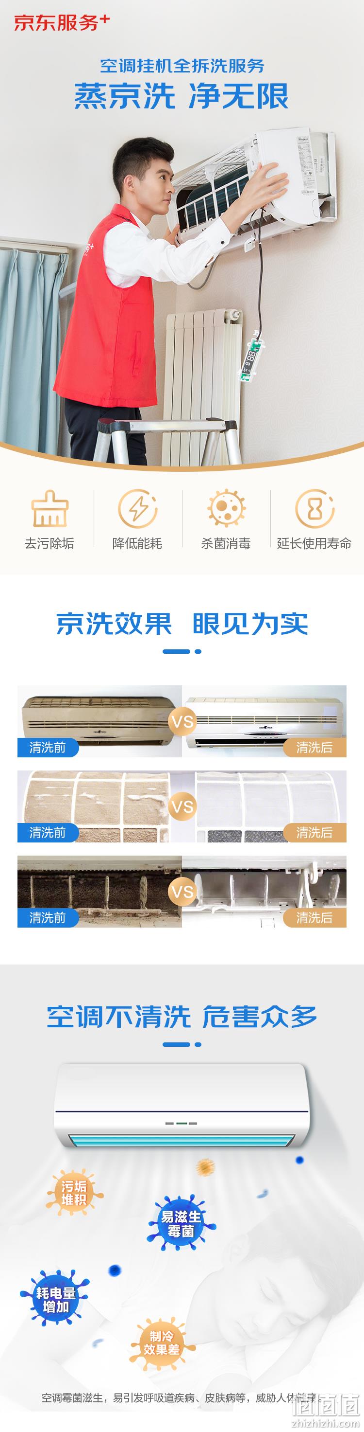 洗坏赔，不满意免单！京东 空调单台挂机家电 上门全拆洗服务 券后89元上门服务，赠140℃高温蒸汽消毒 值值值-买手聚集的地方