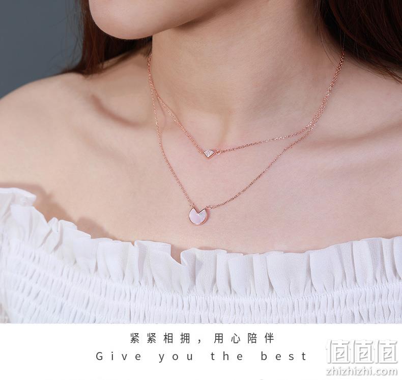 双层设计，一款两戴：中国白银 S925纯银镶钻 白贝母锁骨链 券后59元包邮 值值值-买手聚集的地方