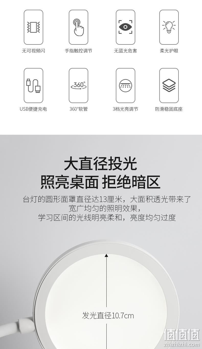 护眼无蓝光，三段调光，高亮可折叠：视贝 LED护眼台灯 A7512触控 29元起包邮 值值值-买手聚集的地方