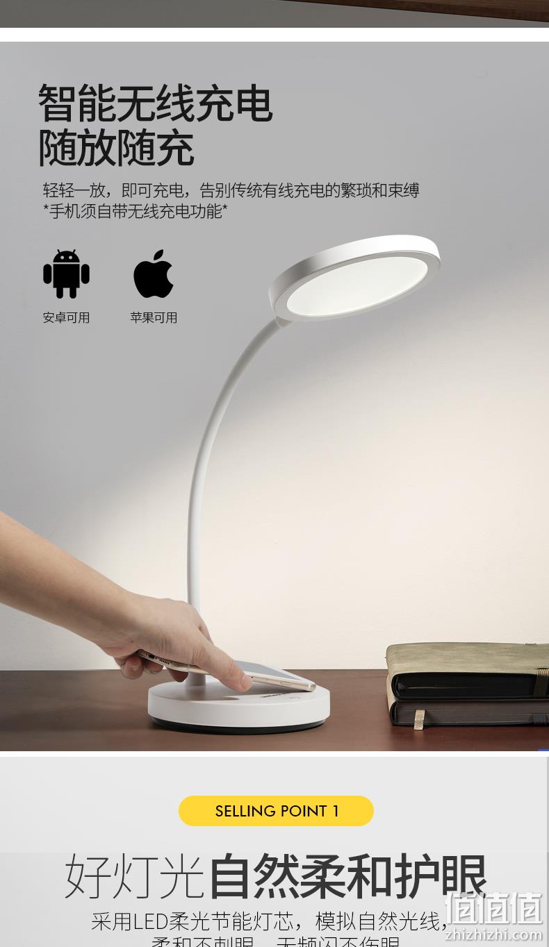 护眼无蓝光，三段调光，高亮可折叠：视贝 LED护眼台灯 A7512触控 29元起包邮 值值值-买手聚集的地方